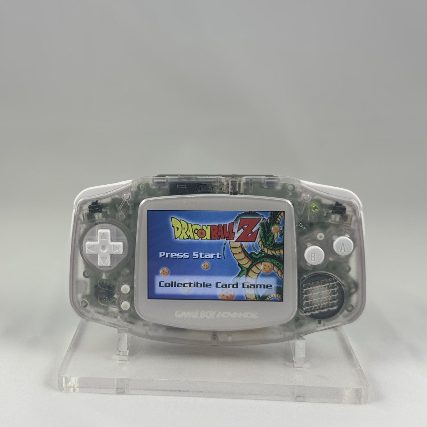 Custom Game Boy Advance with IPS backlit screen and clear with white buttons shell by Circuit Rebel