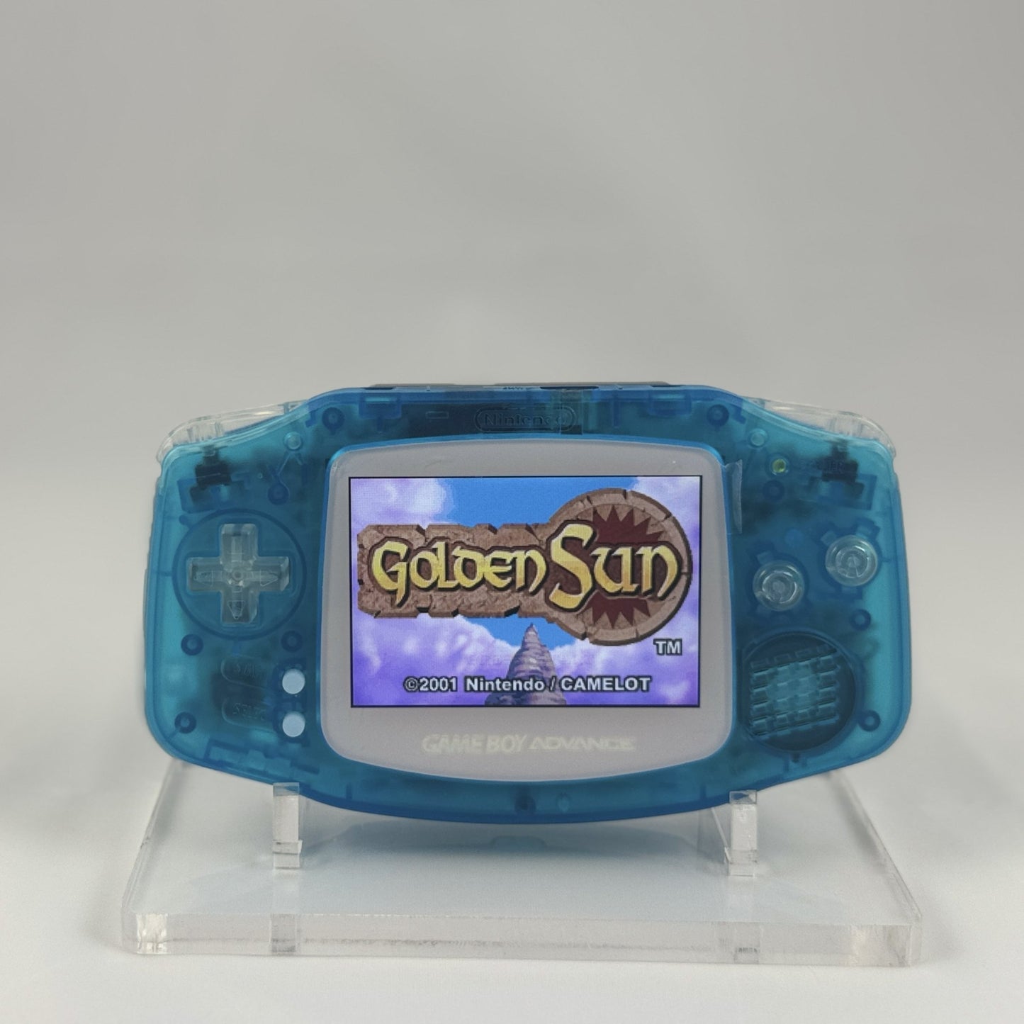 Custom Game Boy Advance with IPS backlit screen and blue shell by Circuit Rebel