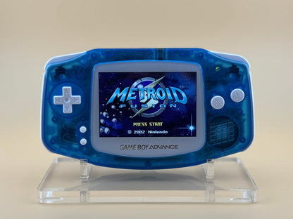 Custom Game Boy Advance with IPS backlit screen and blue shell by Circuit Rebel
