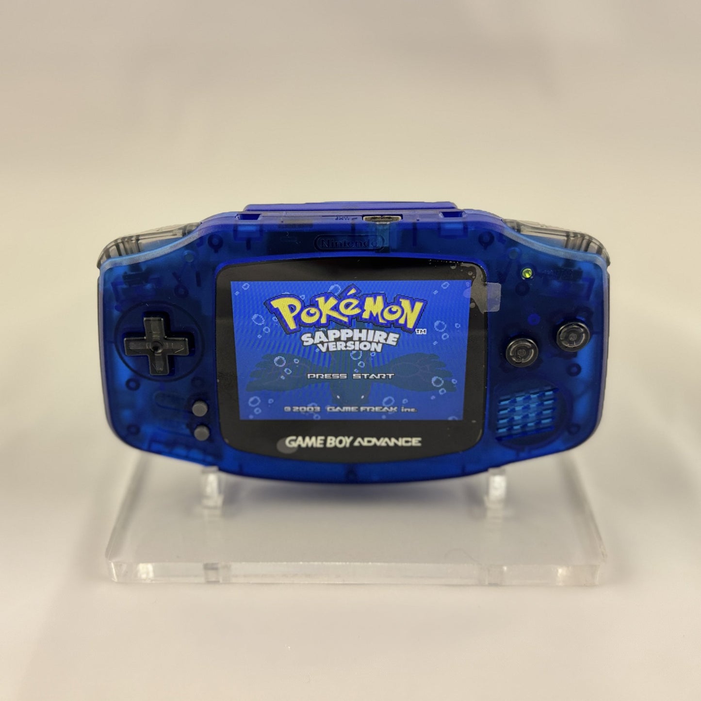 Custom Game Boy Advance with IPS backlit screen and Sapphire shell by Circuit Rebel