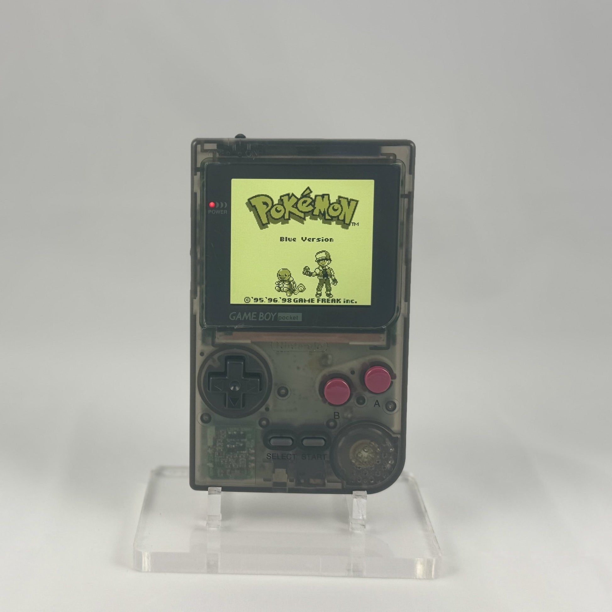 Game Boy Pocket with FunnyPlaying IPS display and black with red buttons shell by Circuit Rebel