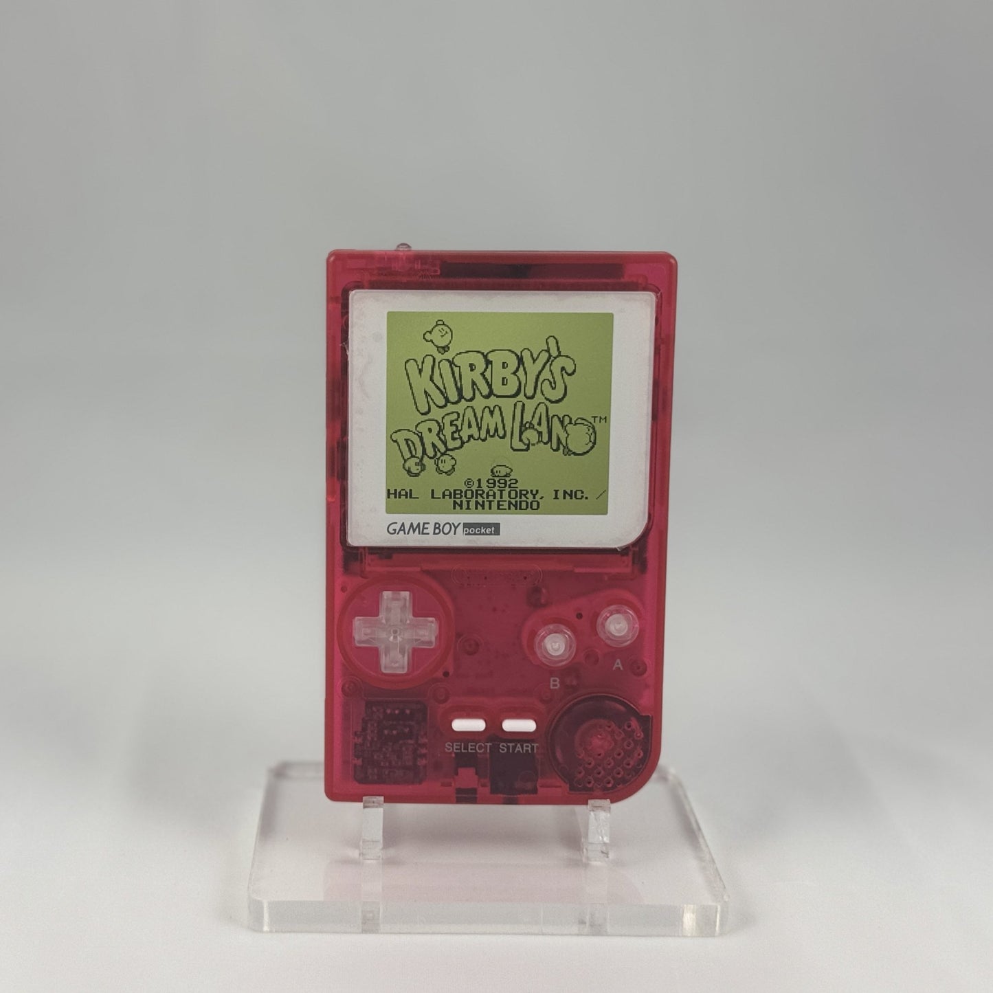 Game Boy Pocket with FunnyPlaying IPS display and rose red shell by Circuit Rebel