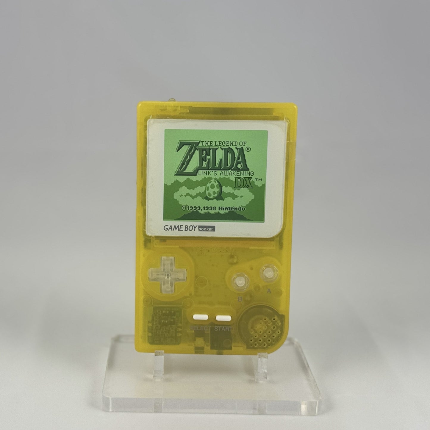 Game Boy Pocket with FunnyPlaying IPS display and yellow shell by Circuit Rebel