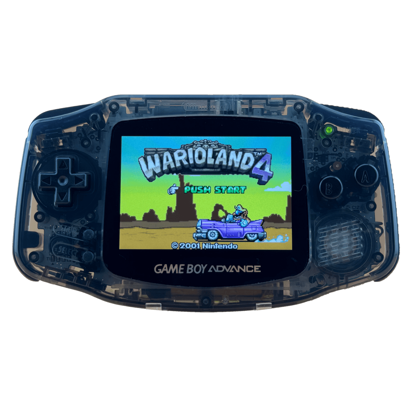 Custom Game Boy Advance with IPS backlit screen and Crystal Black shell by Circuit Rebel