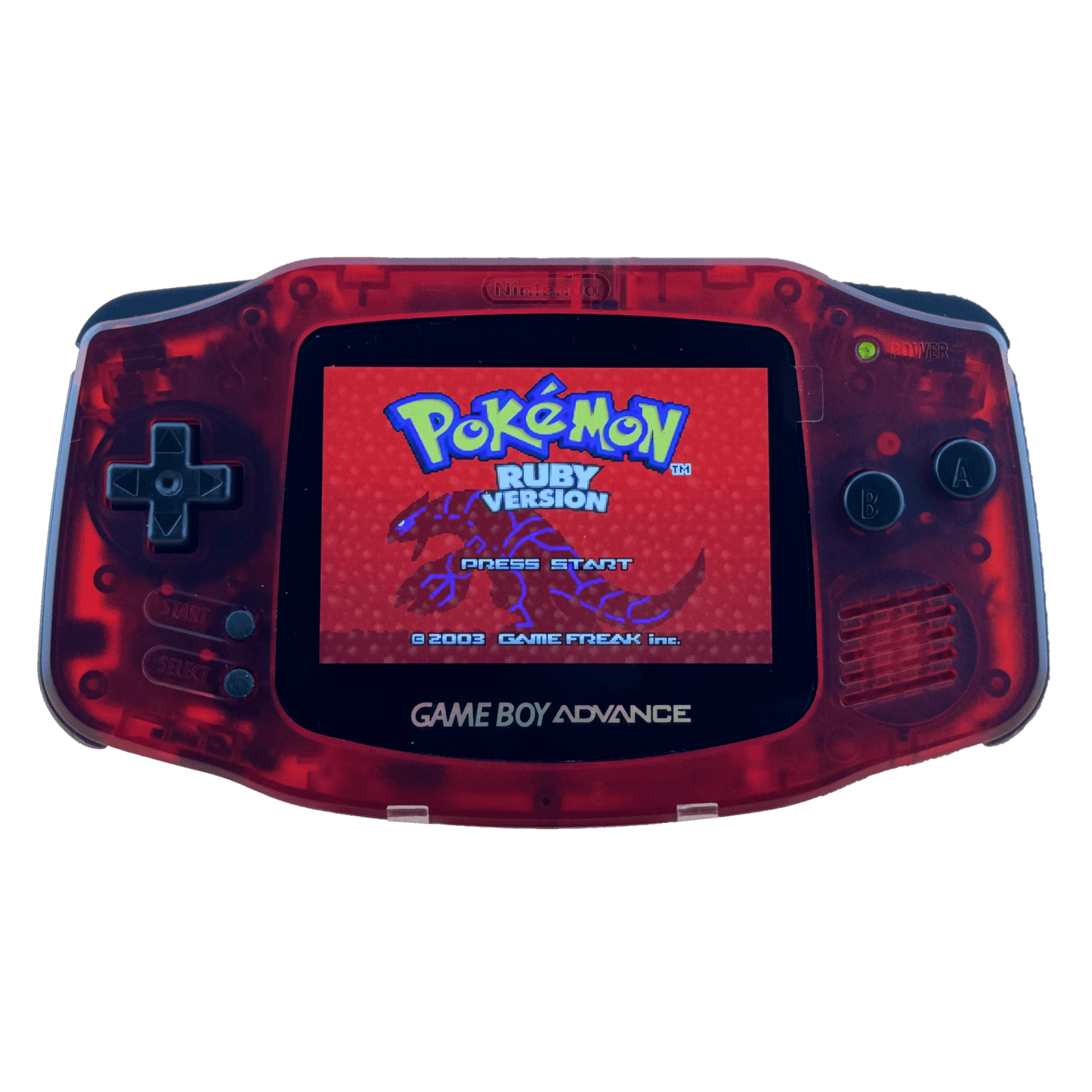 Custom Game Boy Advance with IPS backlit screen and Ruby shell by Circuit Rebel