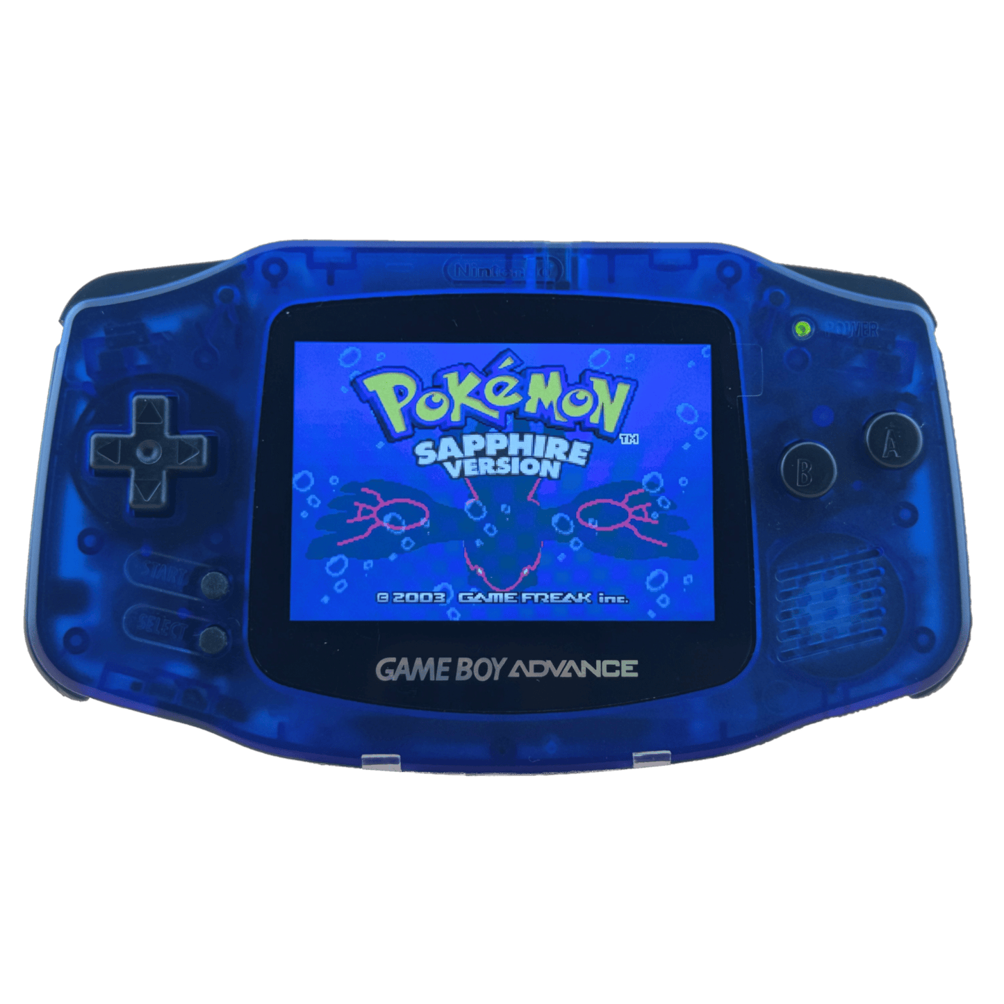 Custom Game Boy Advance with IPS backlit screen and Sapphire shell by Circuit Rebel