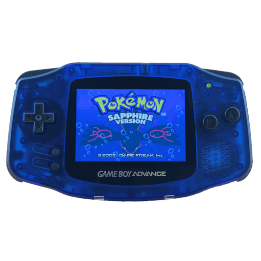 Custom Game Boy Advance with IPS backlit screen and Sapphire shell by Circuit Rebel