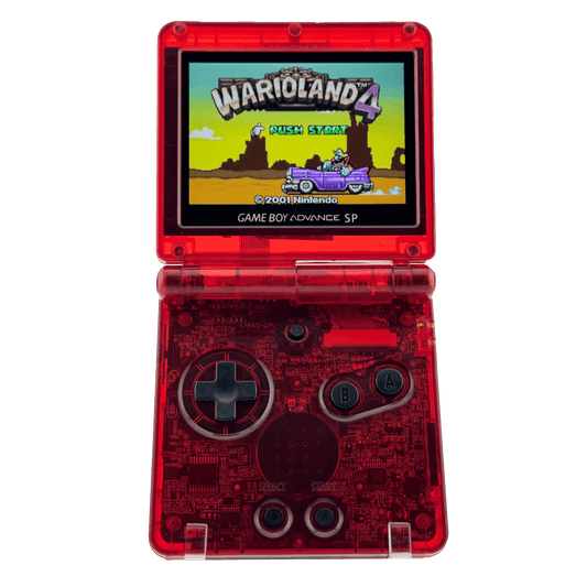 Custom Game Boy Advance SP with IPS backlit screen and Red shell by Circuit Rebel